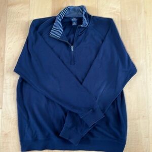 Brook Brothers Supima Cotton Quarter Zip with contrasting stripe collar